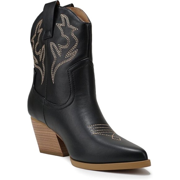 Blazing Ankle Boot Women Black Low Heel Pointe Toe - Picture 4 of 4